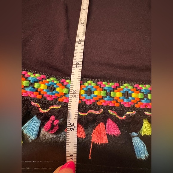 Versona Black Dress with Colorful Trim tassel’s. Size Small. - Picture 9 of 12